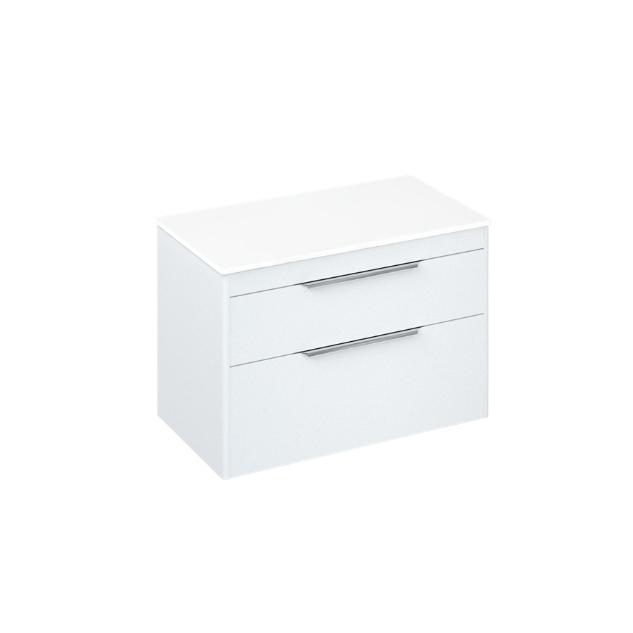 Shoreditch 850mm Wall Hung Double Drawer Unit with White Worktop (Matt ...